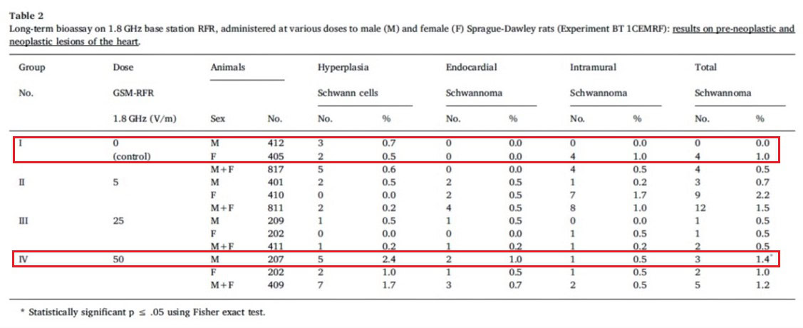 Ramazzini Institute Study - Schwannoma data Results from the Ramazzini Institute Study on cellular radiation