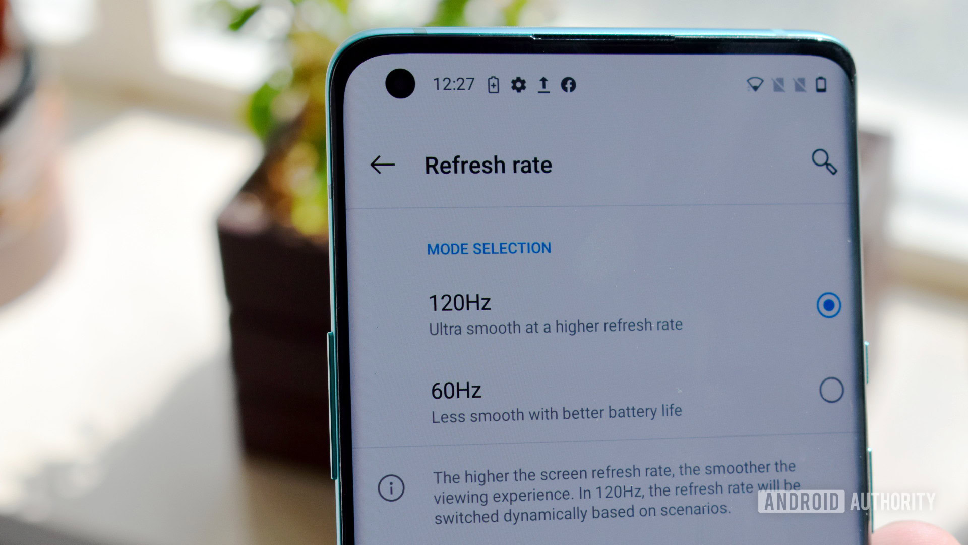 OnePlus 8 Pro display setting OnePlus 8 Pro 120Hz display refresh rate setting
