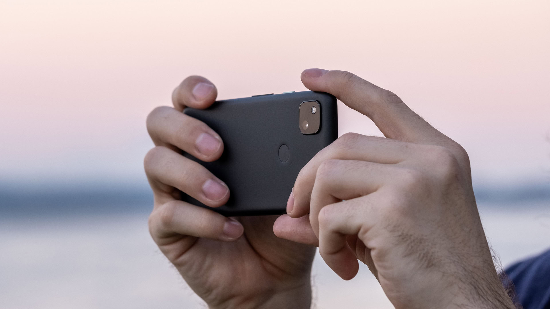 Google Pixel 4a taking a photo horizontal Google Pixel 4a taking a photo horizontal