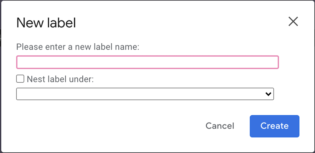 gmail create new label box gmail create new label box