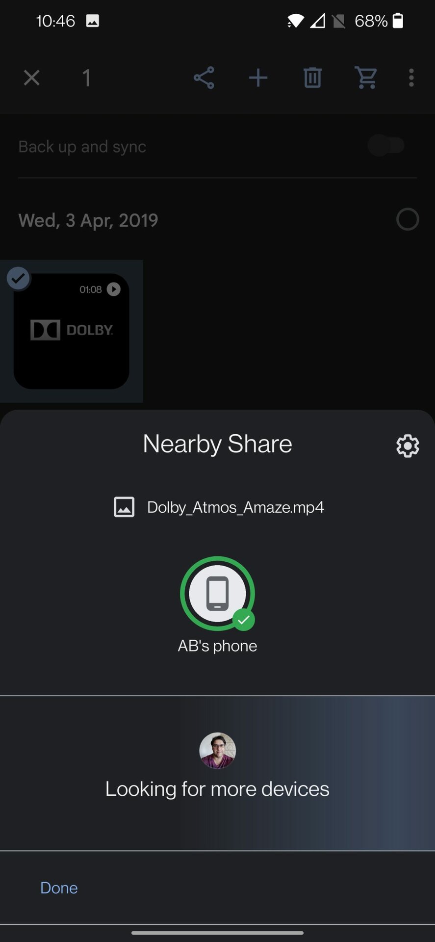 nearby share transfer complete