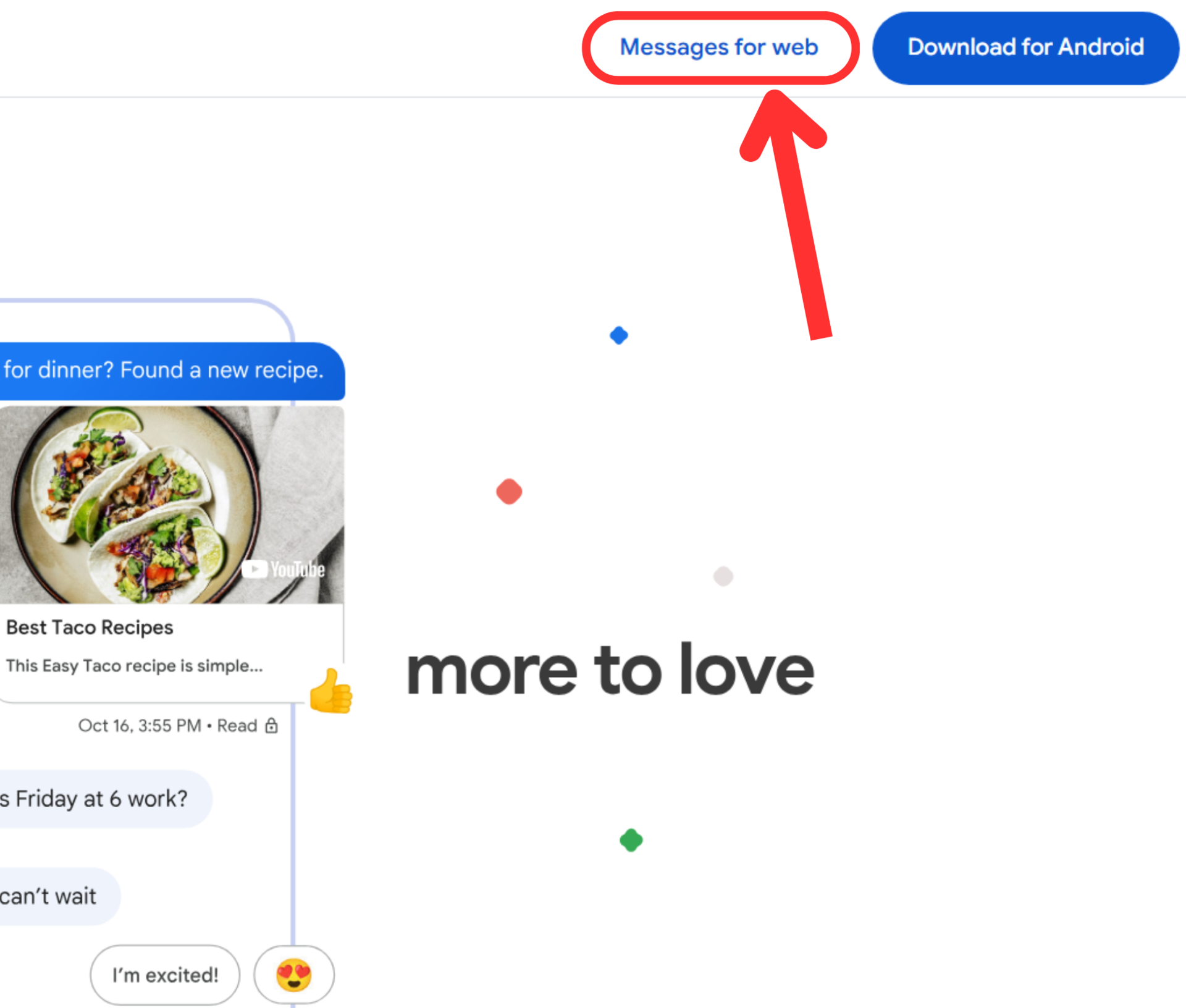 google message web home page