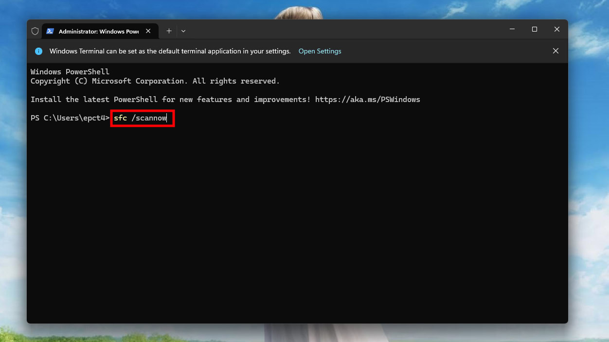 Run the System File Checker (SFC) Run the System File Checker (SFC)