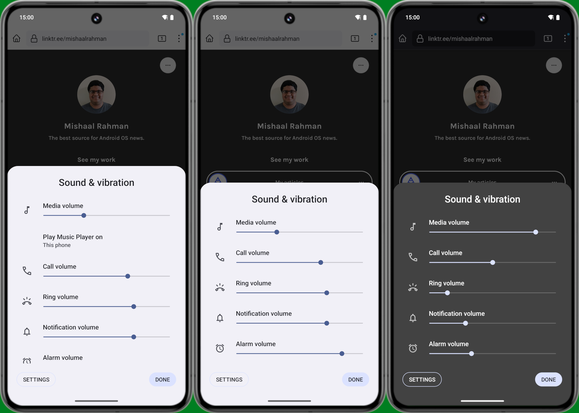 Android 15 old volume panel UI Android 15 old volume panel UI