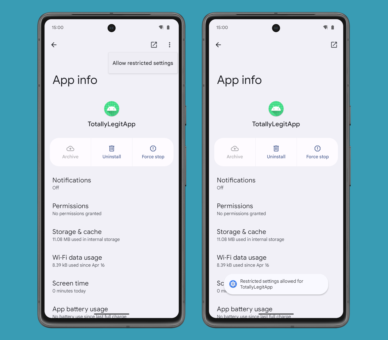 Android allow restricted setting Android allow restricted setting