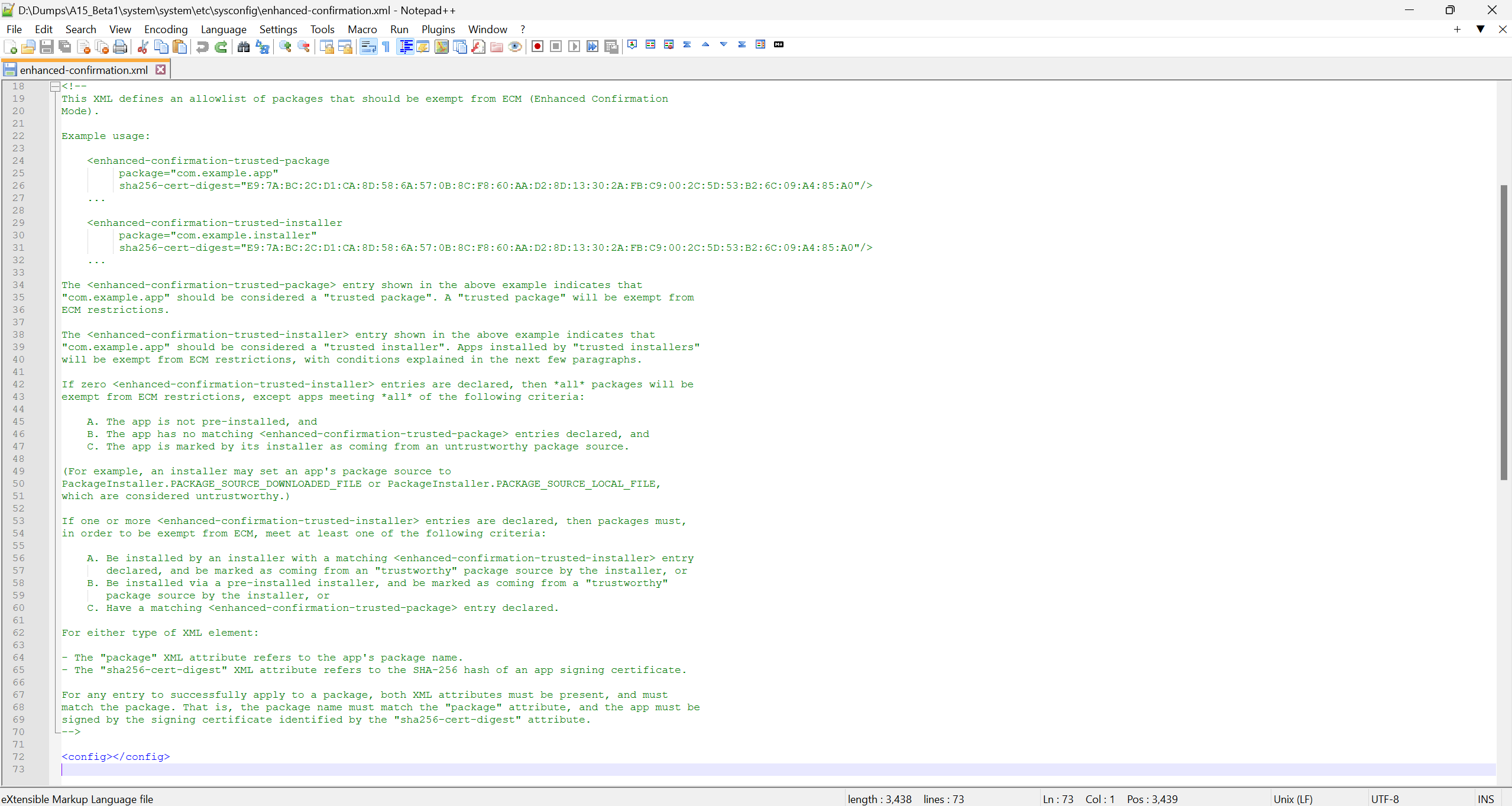 Enhanced Confirmation Mode XML Enhanced Confirmation Mode XML