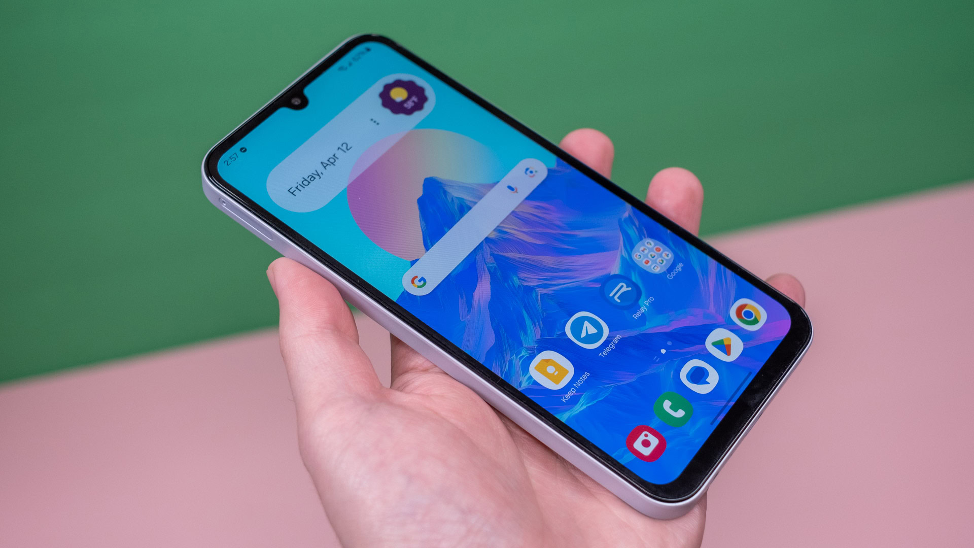 Samsung Galaxy A15 5G 2 Samsung Galaxy A15 5G in hand angled
