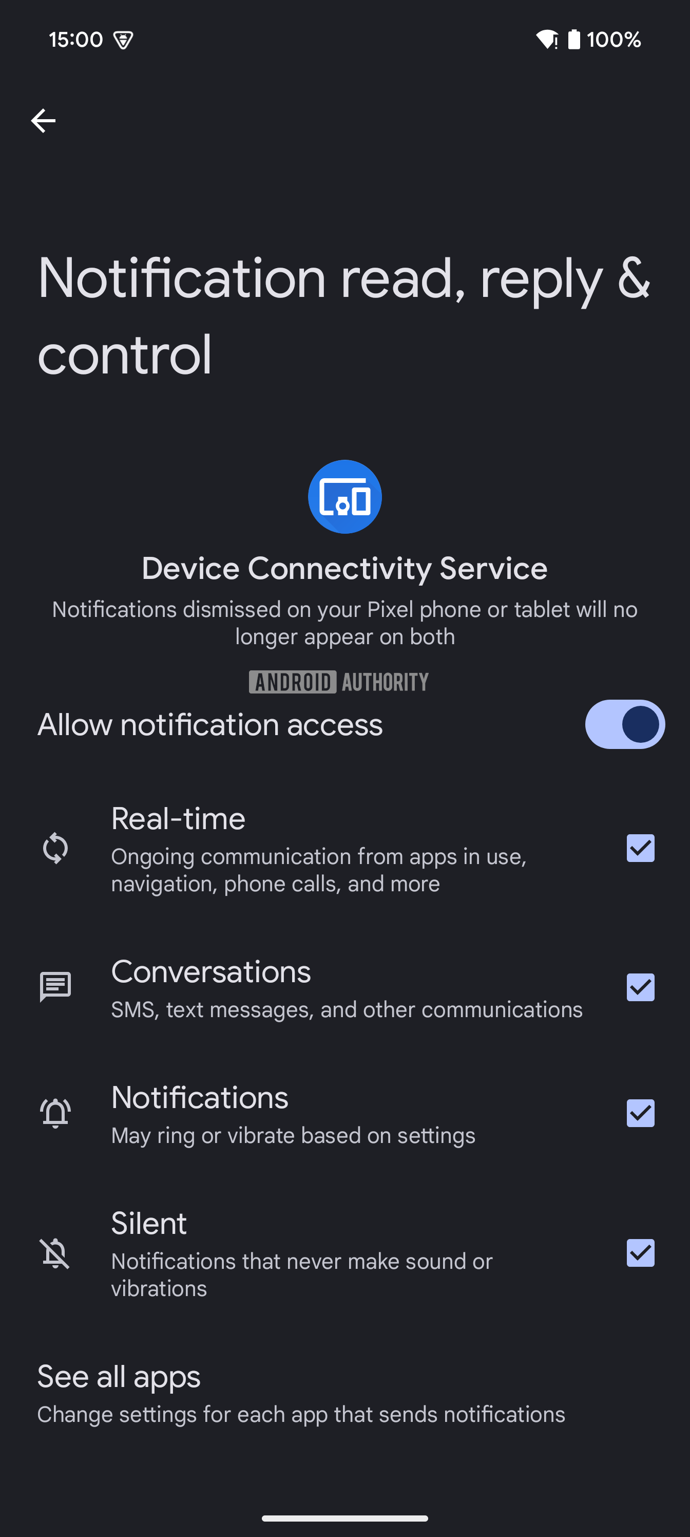 Granting notification listener access to Device Connectivity Services Granting notification listener access to Device Connectivity Services