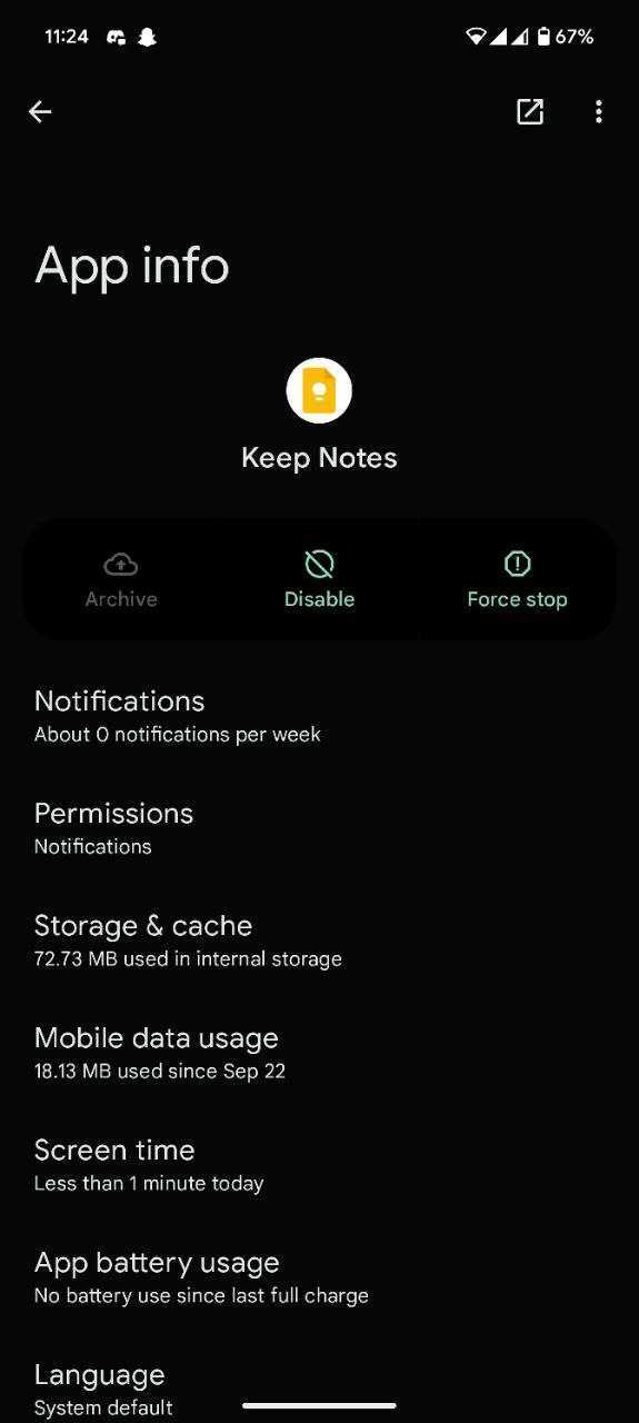 Google Keep System app Google Keep System app