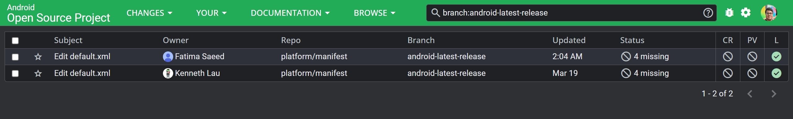 Patches for android latest release in AOSP Gerrit Patches for android latest release in AOSP Gerrit